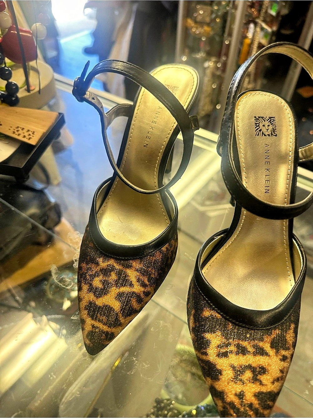 Anne Klein Leopard Print Pointed-Toe Heels